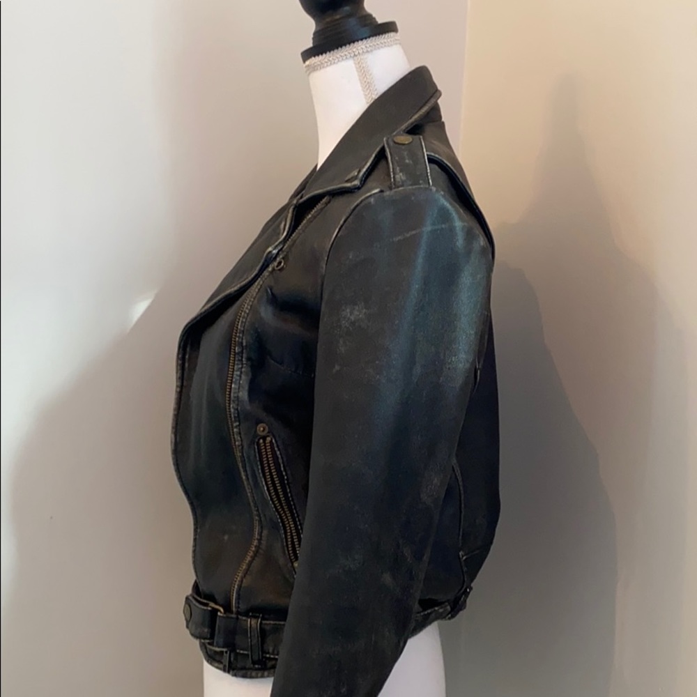 Authentic Black Leather Motorcycle Jacket - image 2